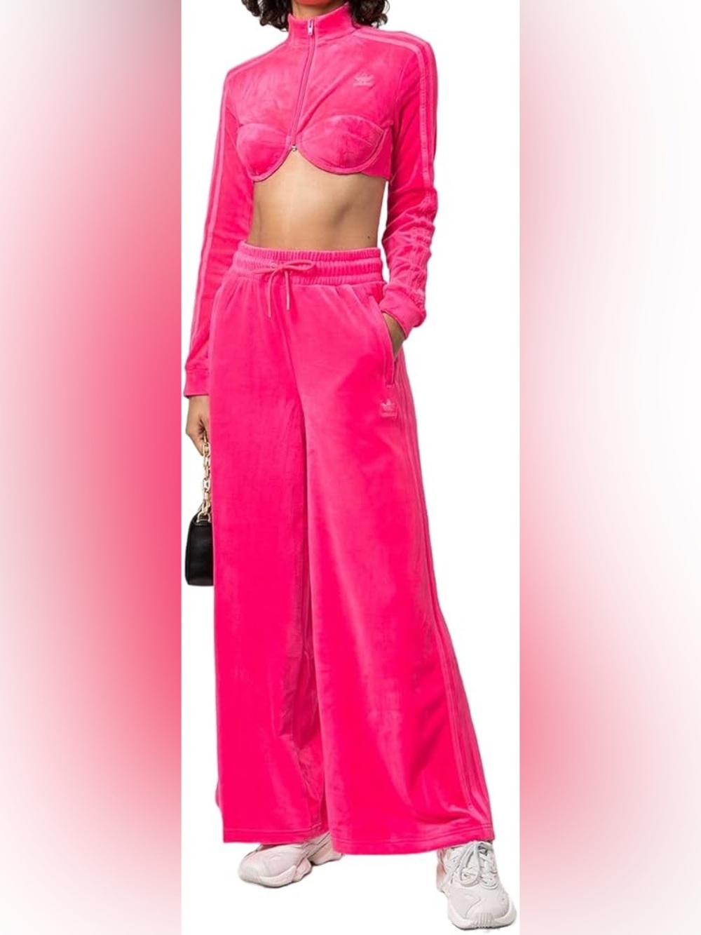 Adidas X Jeremy Scott Hot Pink Velour Wide-Leg Track Suit